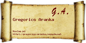 Gregorics Aranka névjegykártya